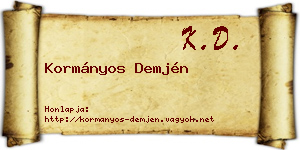 Kormányos Demjén névjegykártya